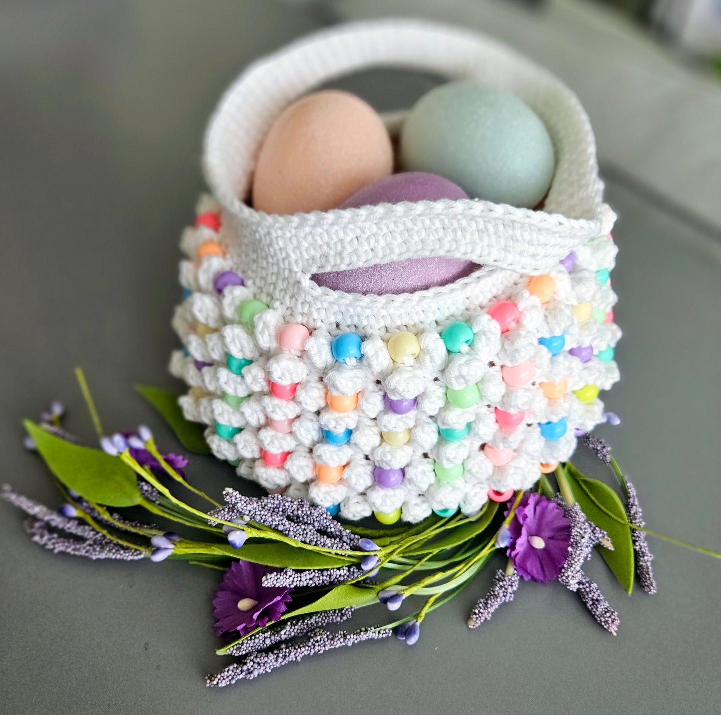 Beaded Easter Basket PDF Crochet Pattern