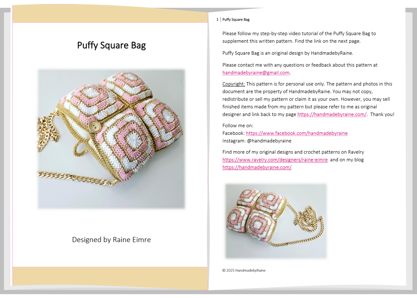 Puffy Square Bag PDF Crochet Pattern