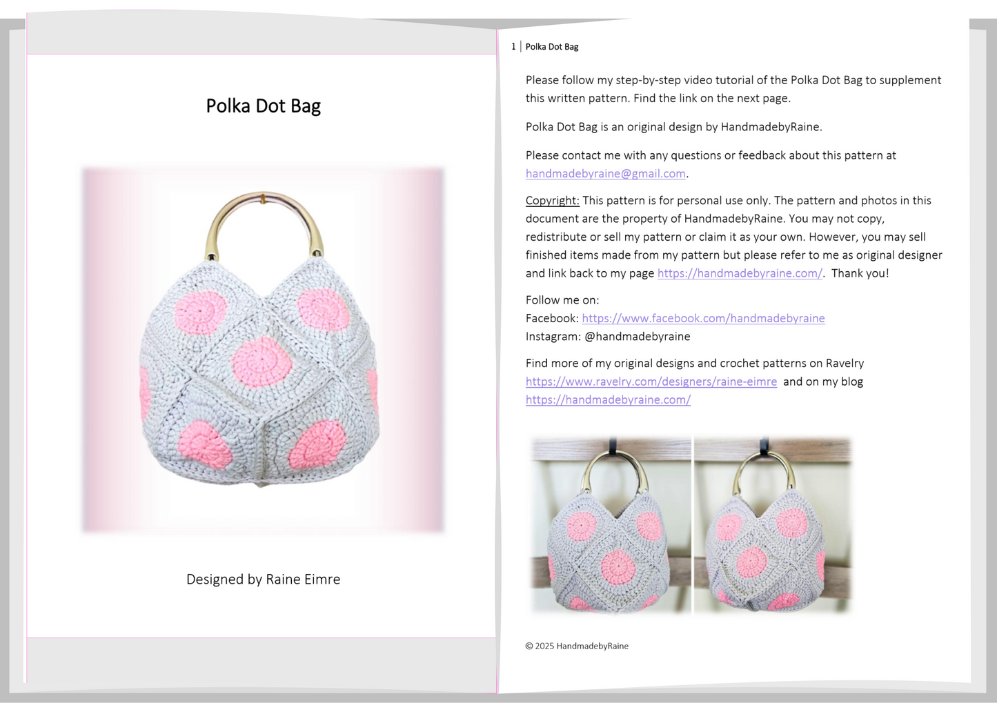 Polka Dot Bag PDF Crochet Pattern