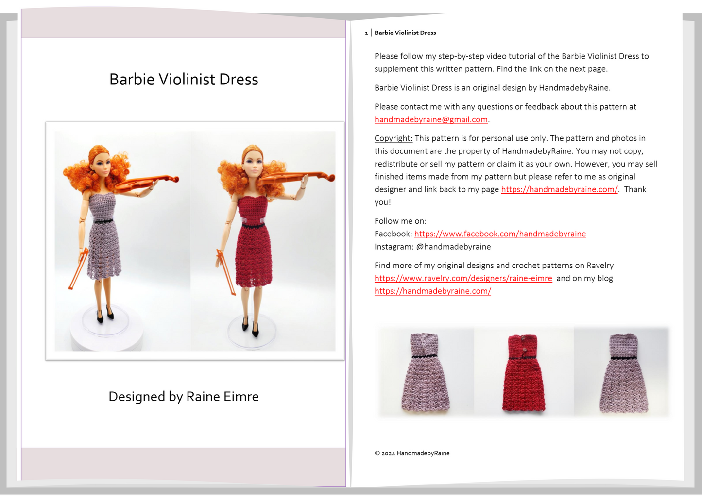 Barbie Violinist Dress PDF Crochet Pattern