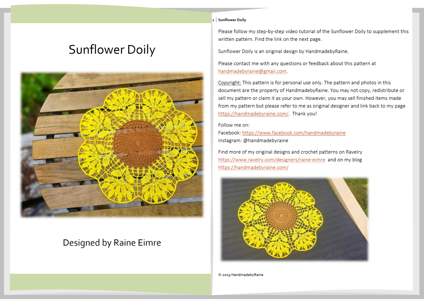 Sunflower Doily PDF Crochet Pattern