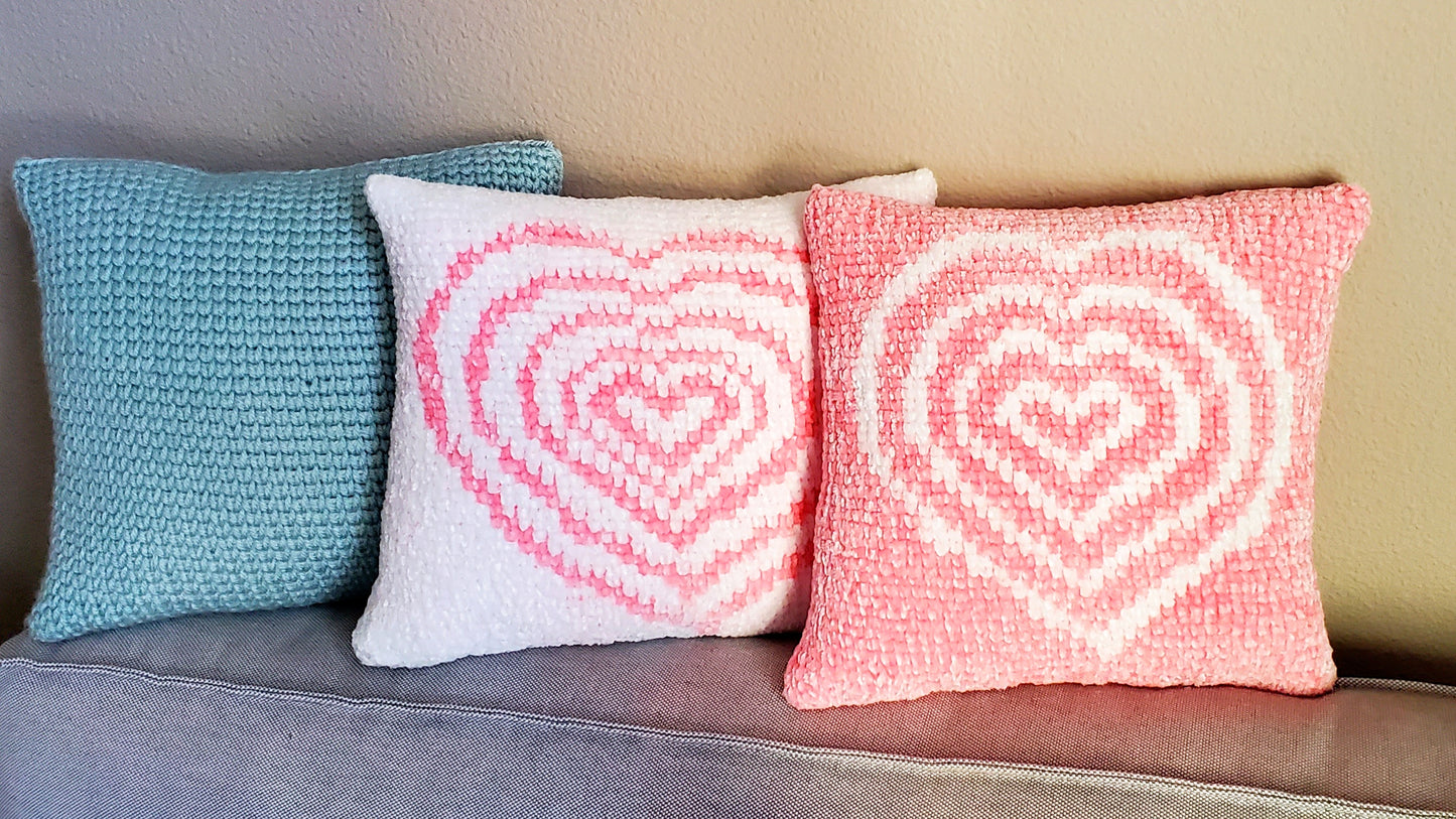 Radiating Heart Pillow PDF Crochet Pattern