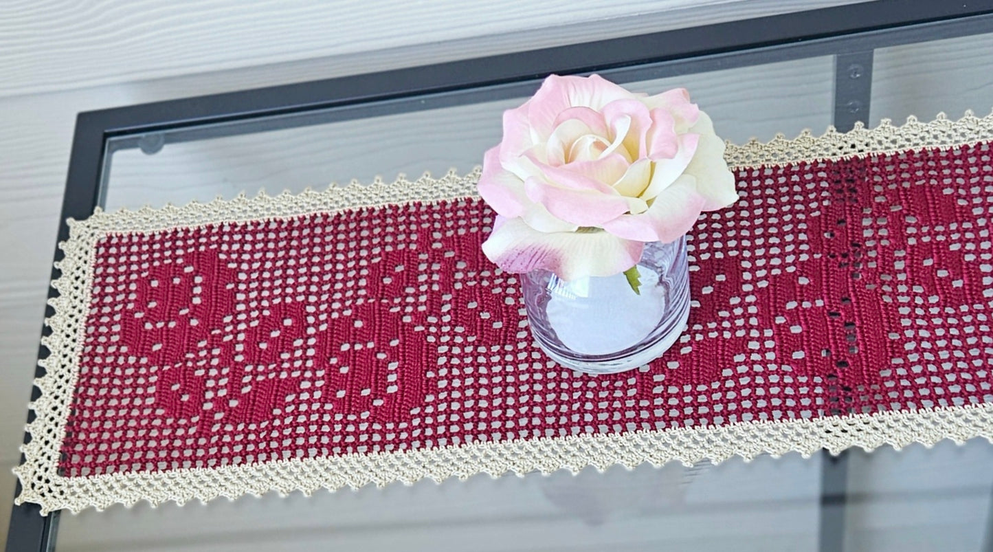 Rose Table Runner PDF Crochet Pattern