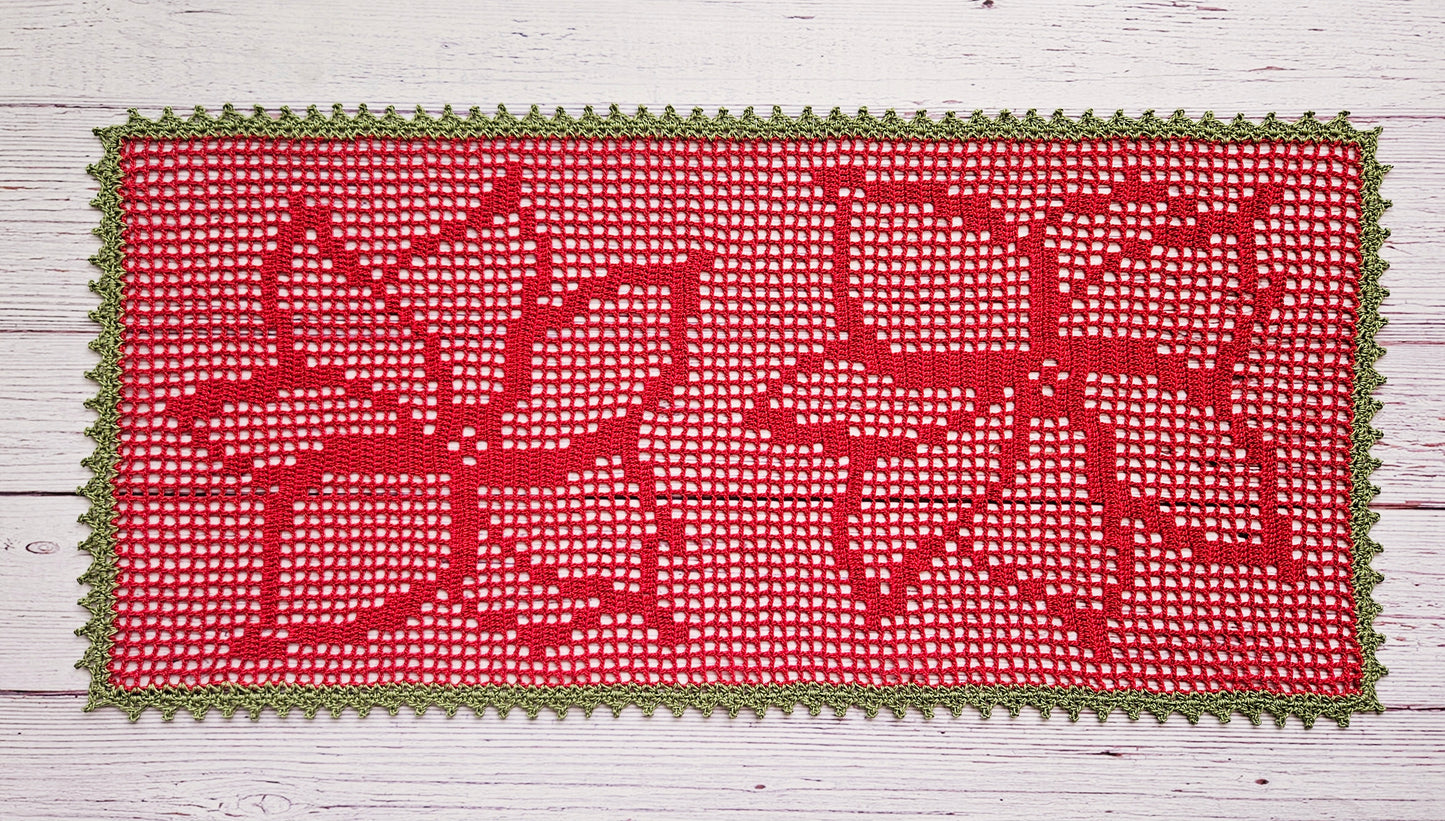 Poinsettia Table Runner PDF Crochet Pattern