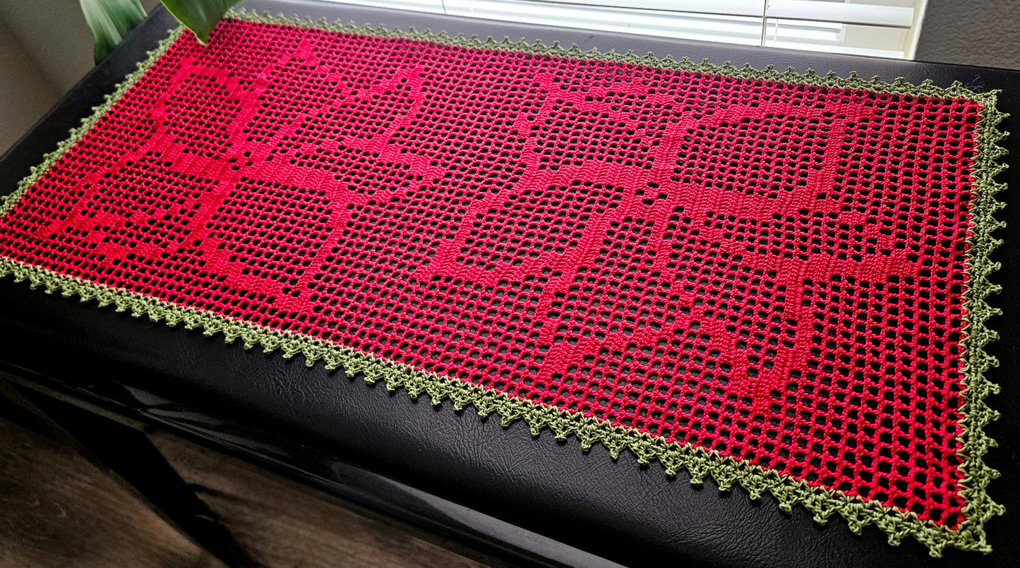 Poinsettia Table Runner PDF Crochet Pattern