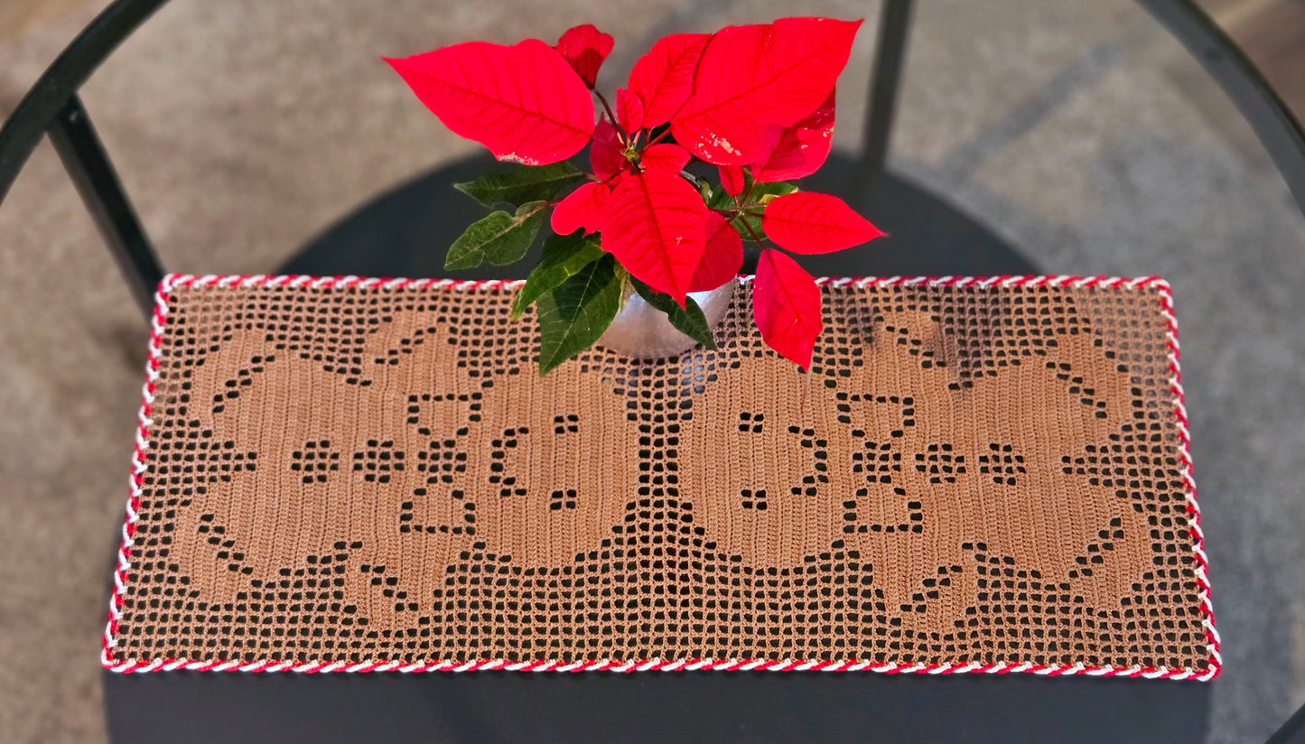 Gingerbread Man Table Runner PDF Crochet Pattern