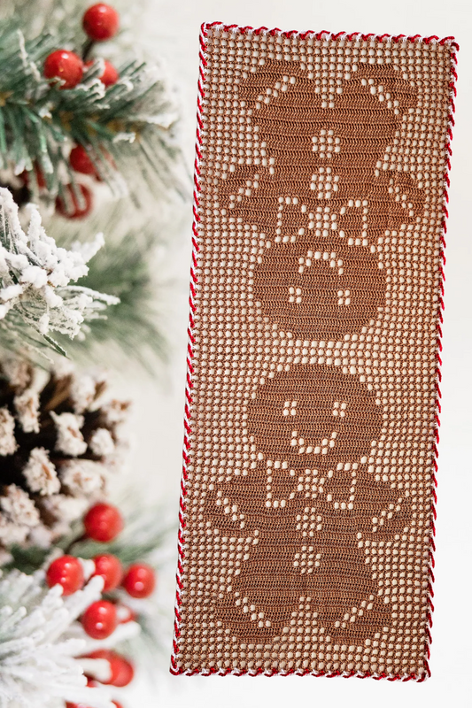 Gingerbread Man Table Runner PDF Crochet Pattern