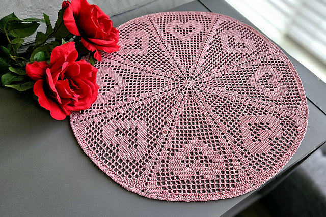 Heart Wheel Doily PDF Crochet Pattern