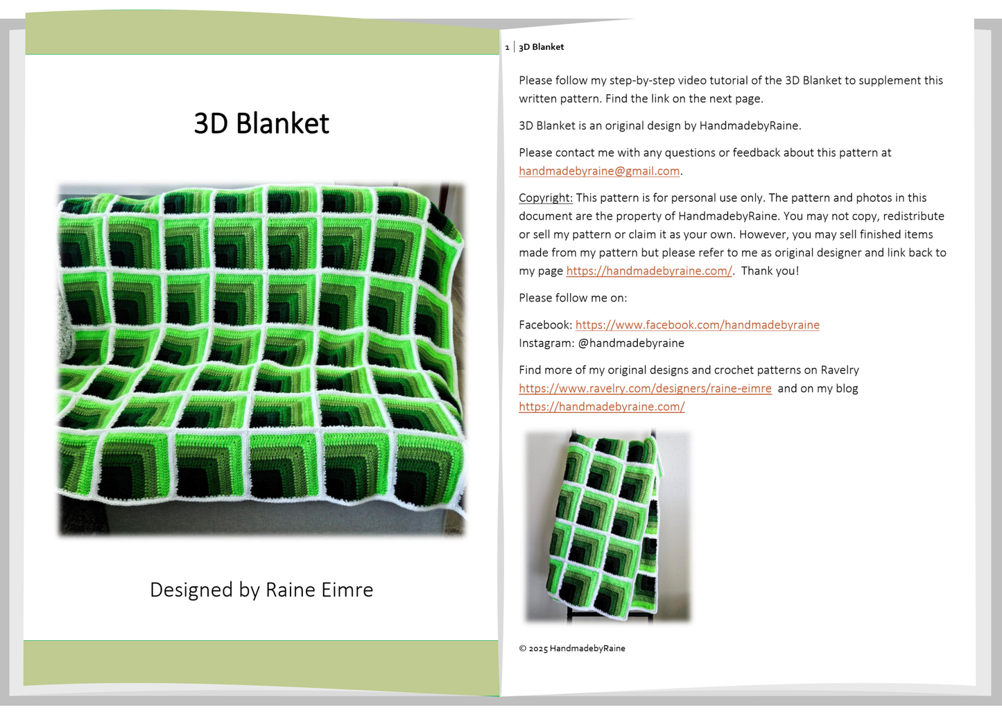 3D Blanket PDF Crochet Pattern