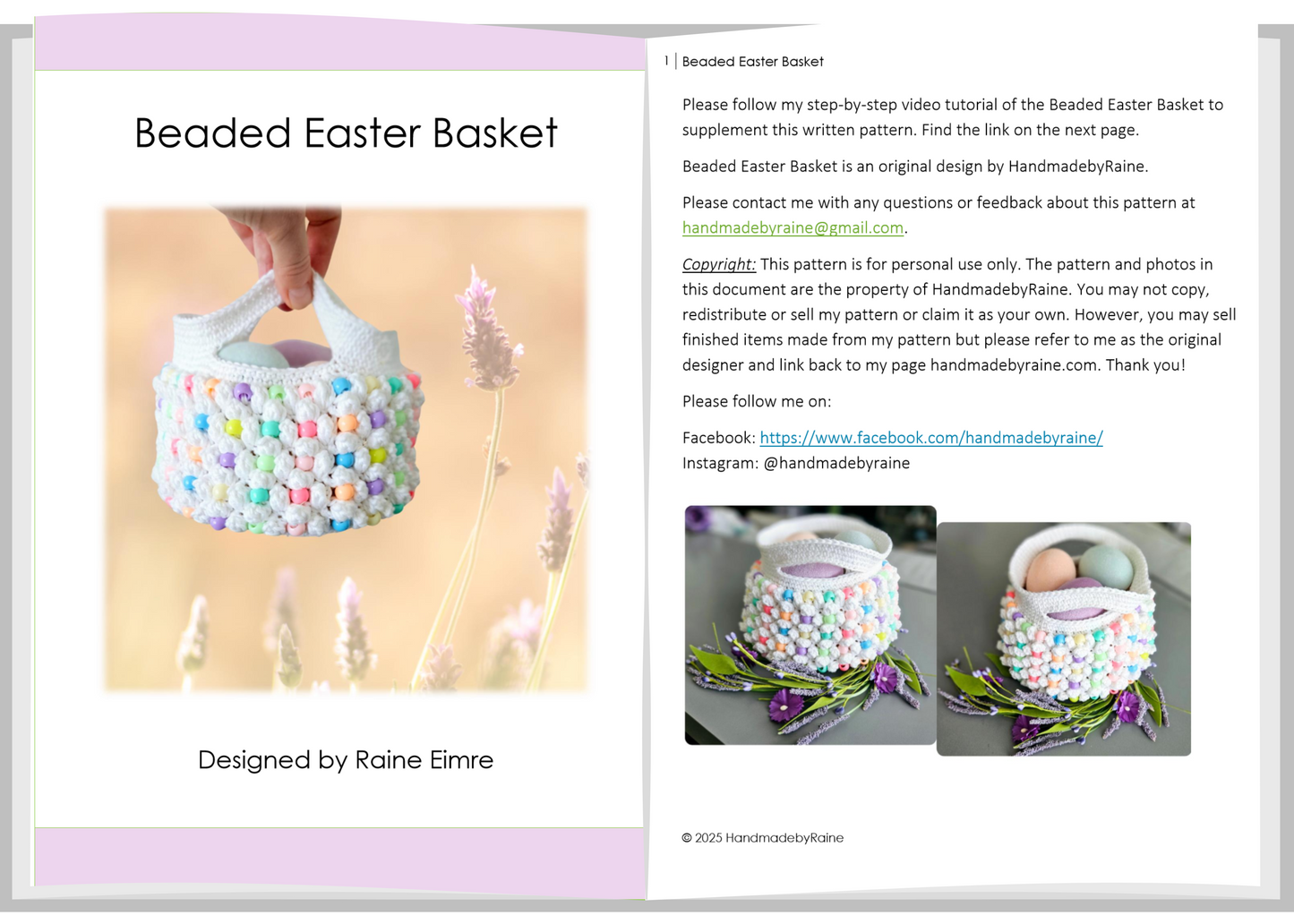 Beaded Easter Basket PDF Crochet Pattern