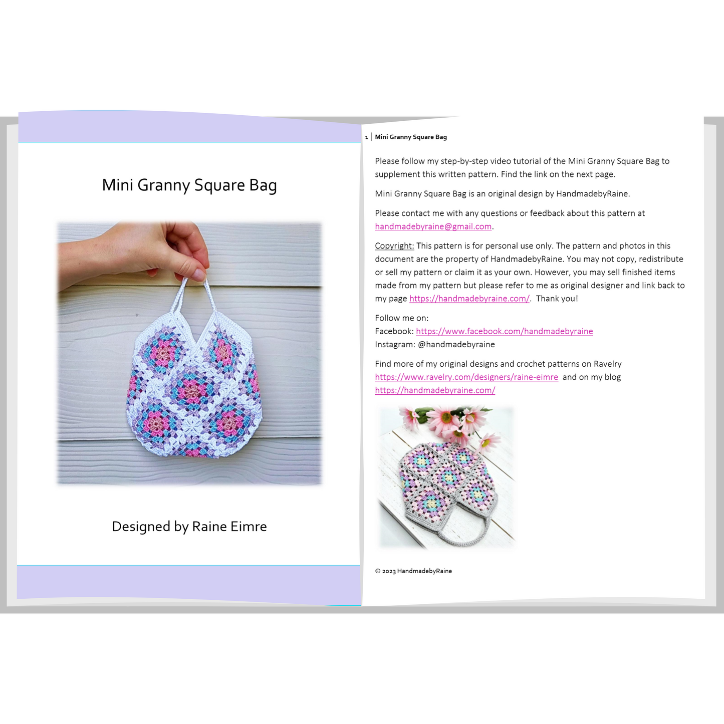 Mini Granny Square PDF Crochet Pattern