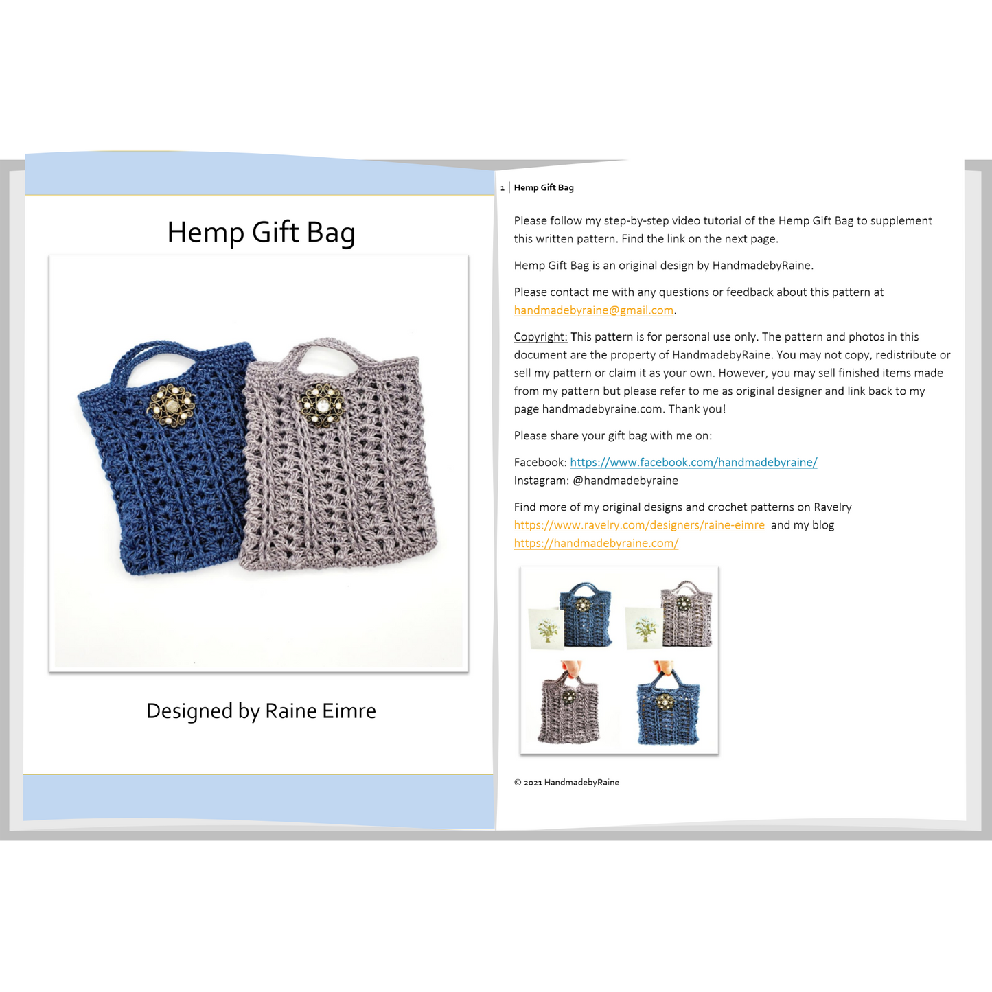 Hemp Gift Bag PDF Crochet Pattern