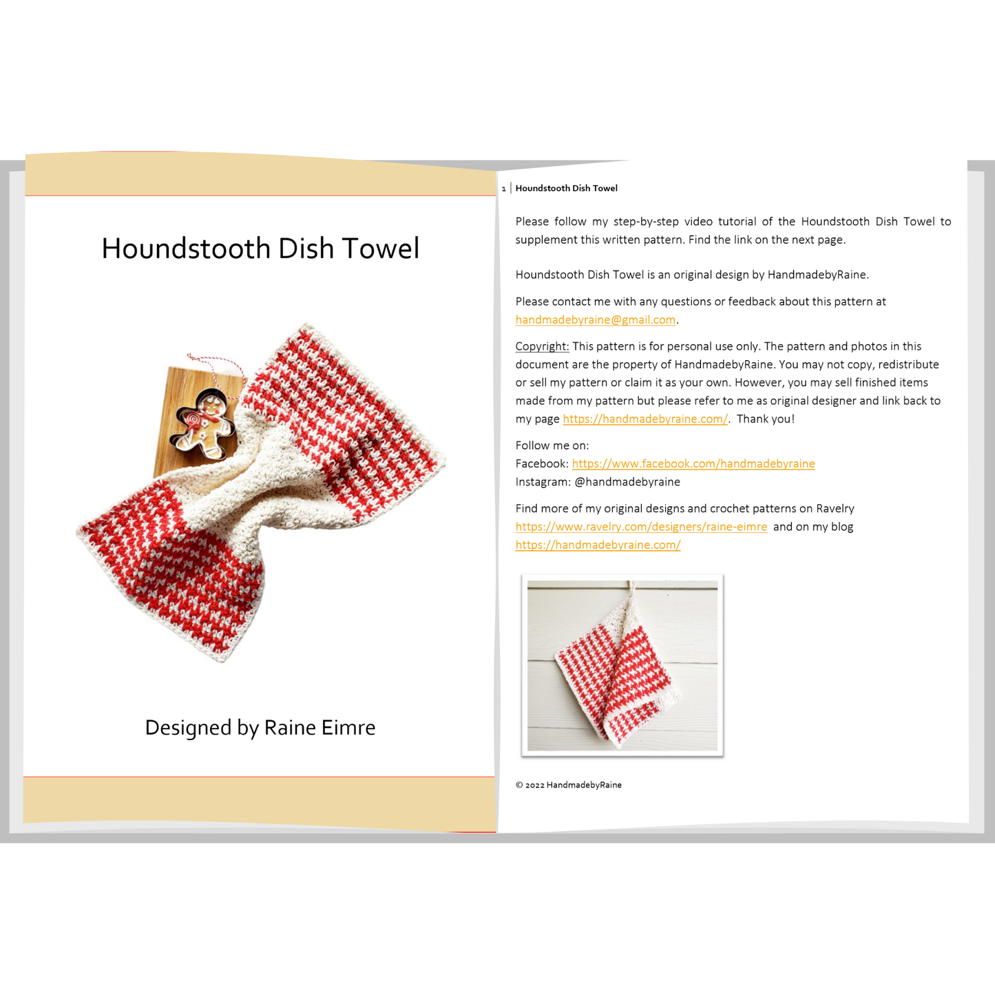 Houndstooth Dish Towel PDF Crochet Pattern