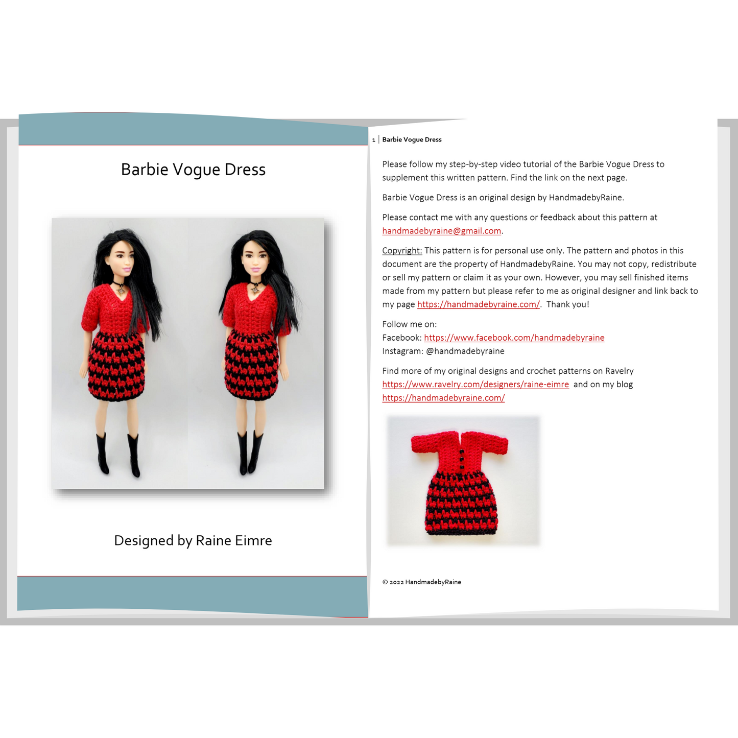 Barbie Vogue Dress PDF crochet pattern