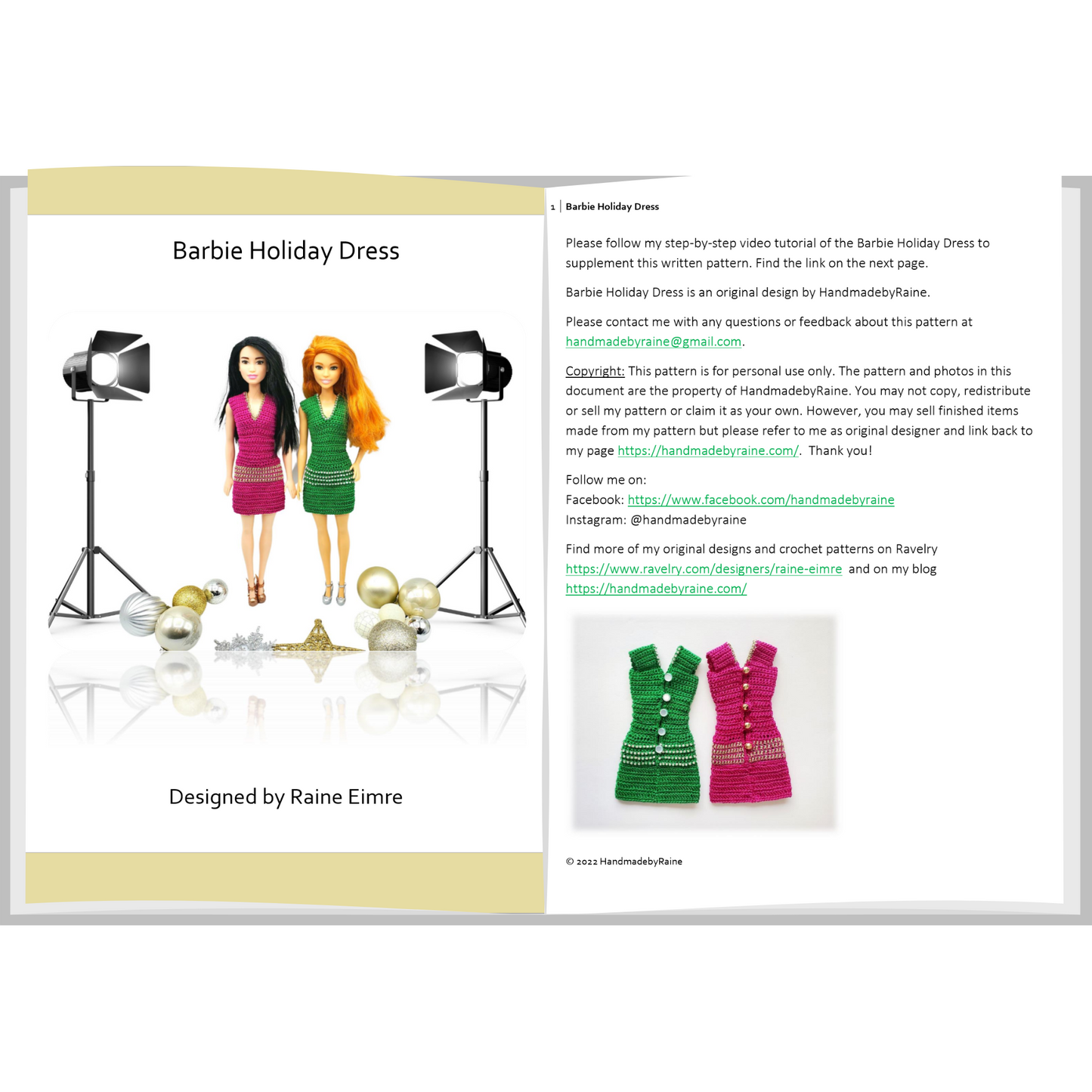 Barbie Holiday Dress PDF crochet pattern