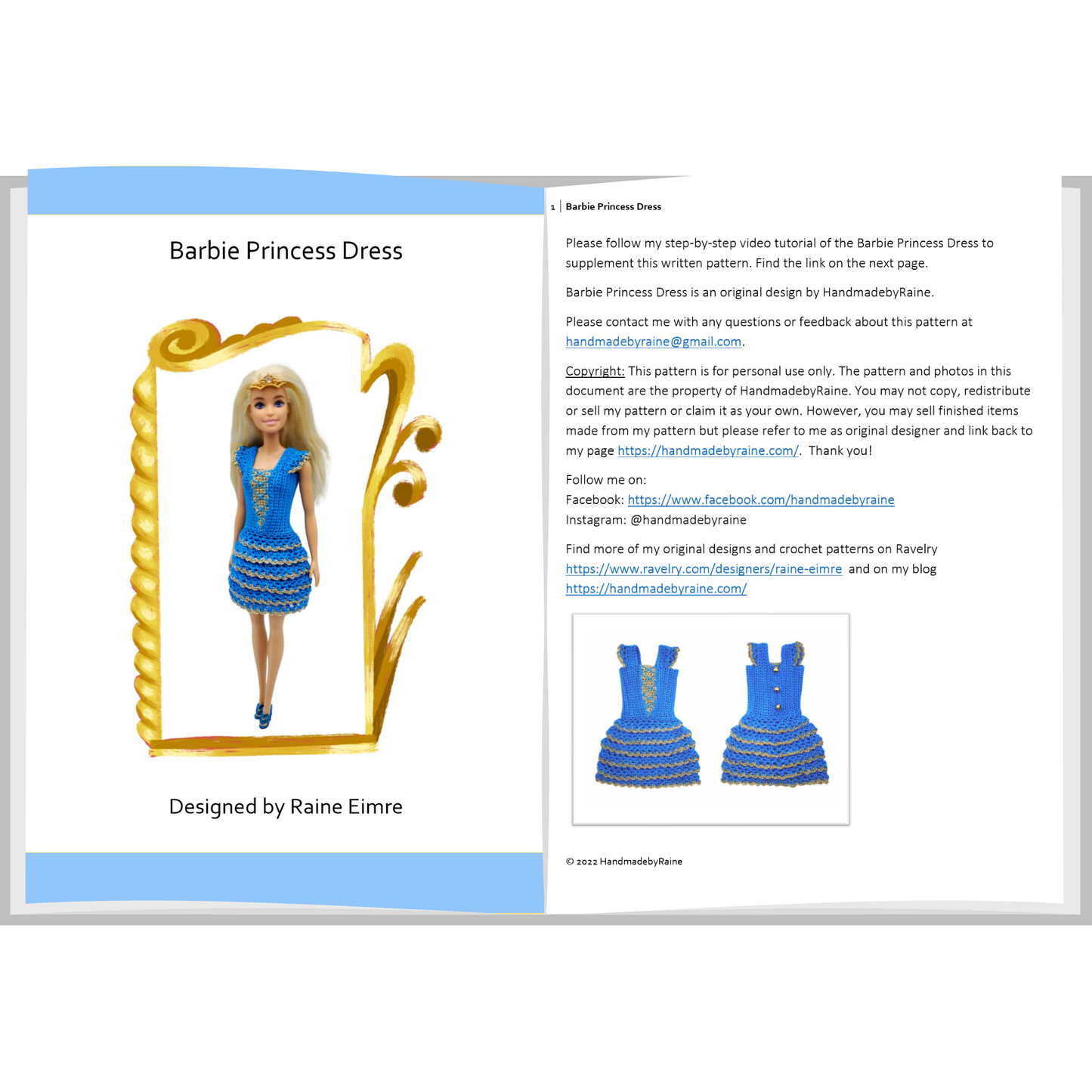 Barbie Princess Dress PDF crochet pattern