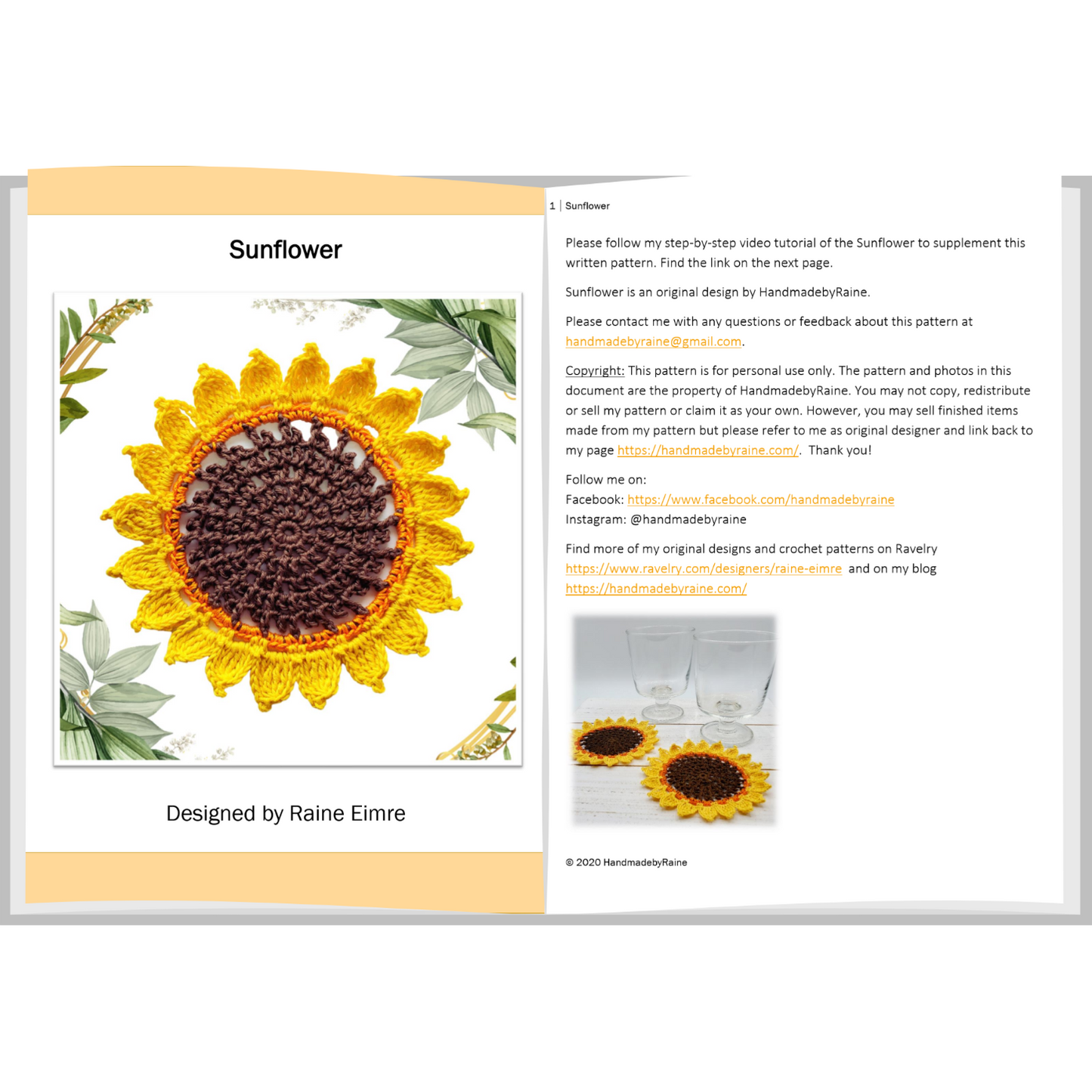 Sunflower PDF crochet pattern