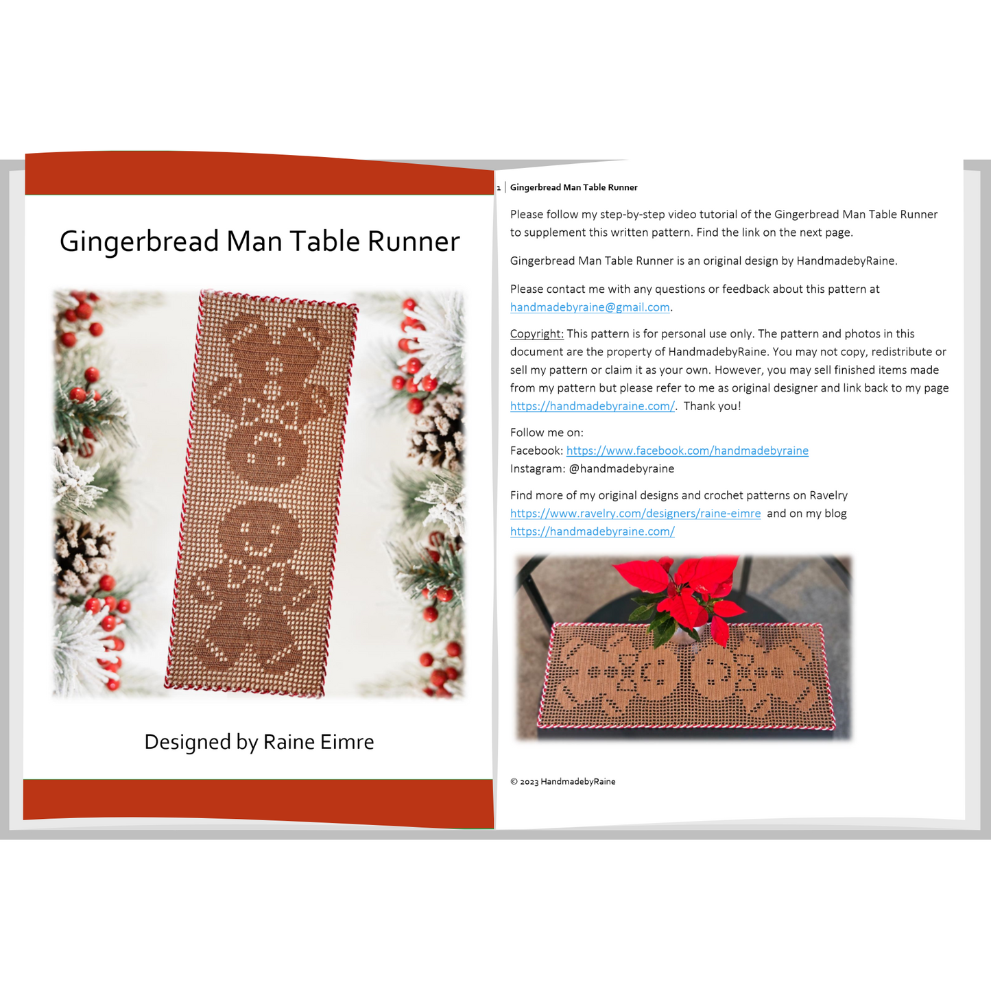 Gingerbread Man Table Runner PDF Crochet Pattern