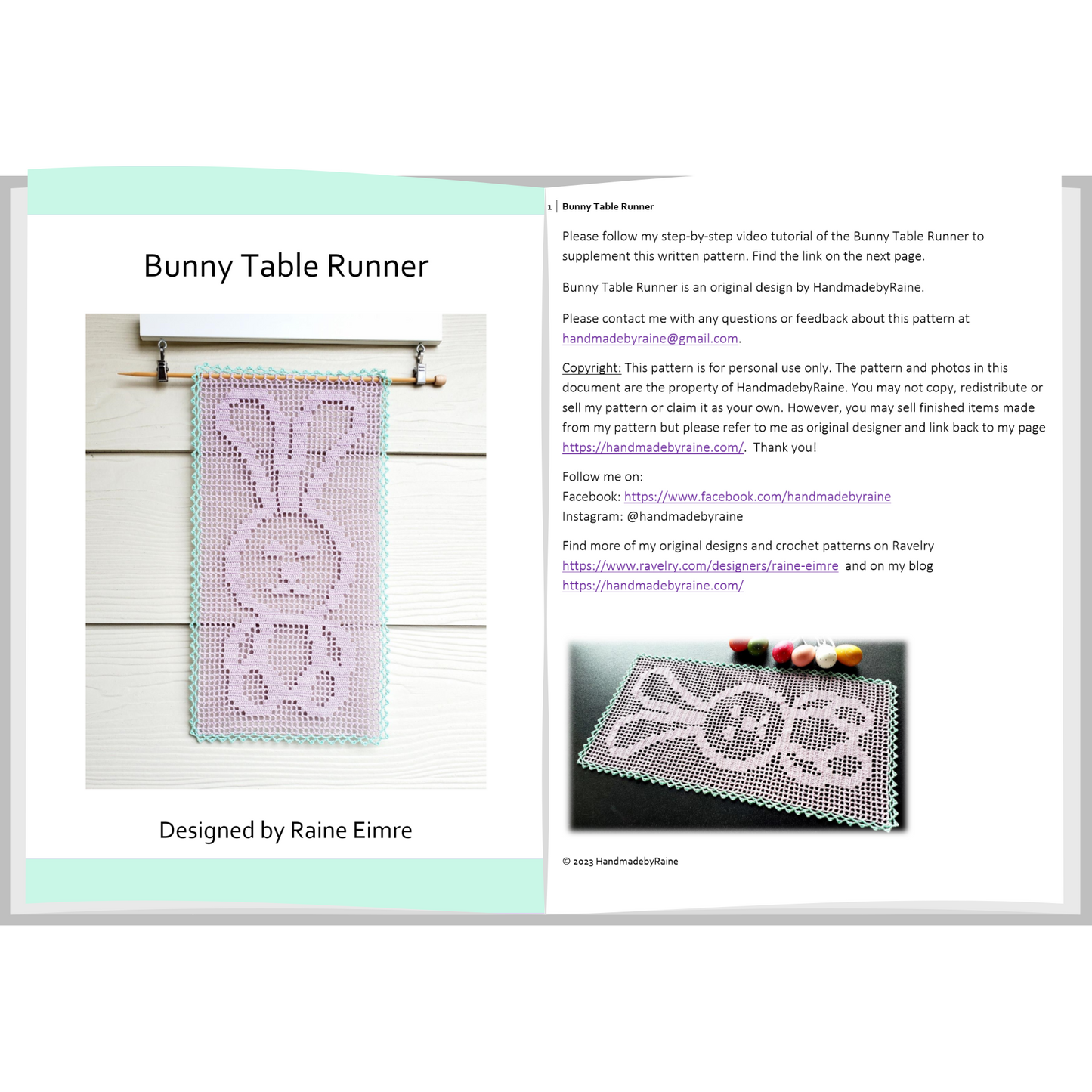 Bunny Table Runner PDF Crochet Pattern