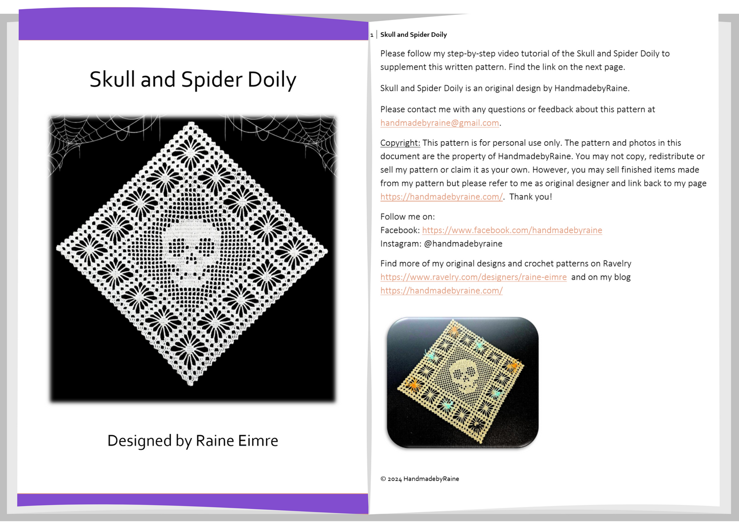 Skull and Spider Doily PDF Crochet Pattern