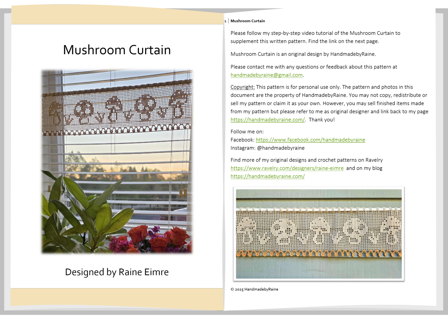 Mushroom Curtain PDF Crochet Pattern