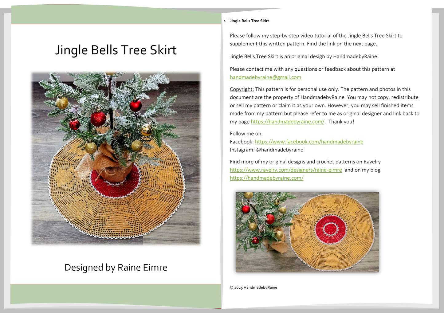 Jingle Bells Tree Skirt PDF Crochet Pattern
