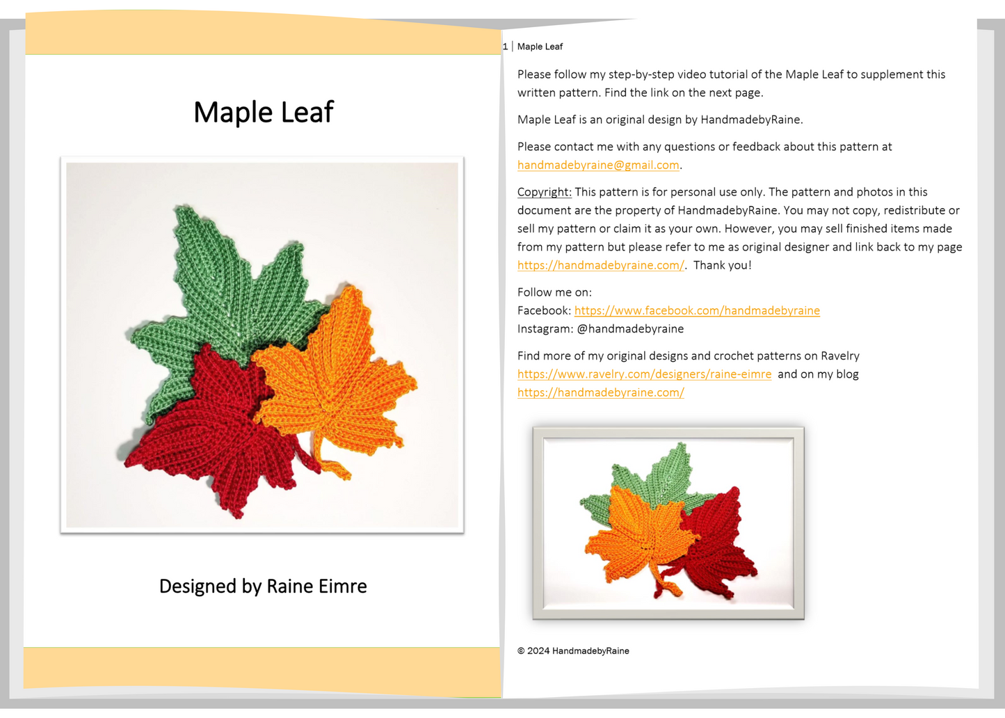 Maple Leaf PDF Crochet Pattern