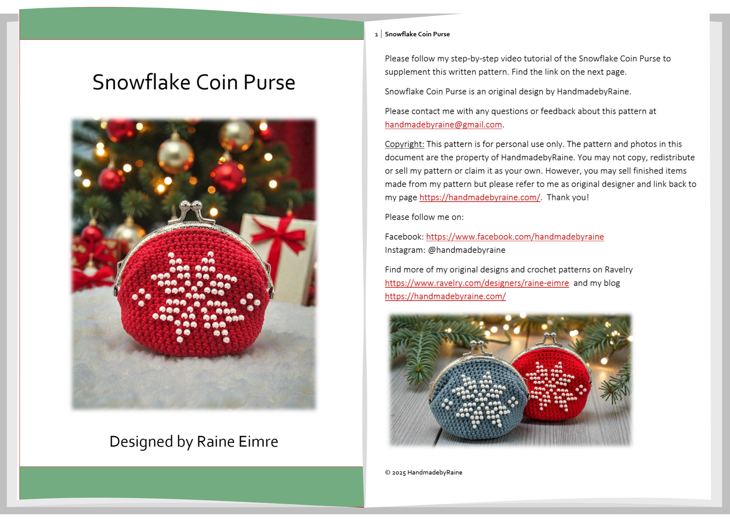 Snowflake Coin Purse PDF Crochet Pattern