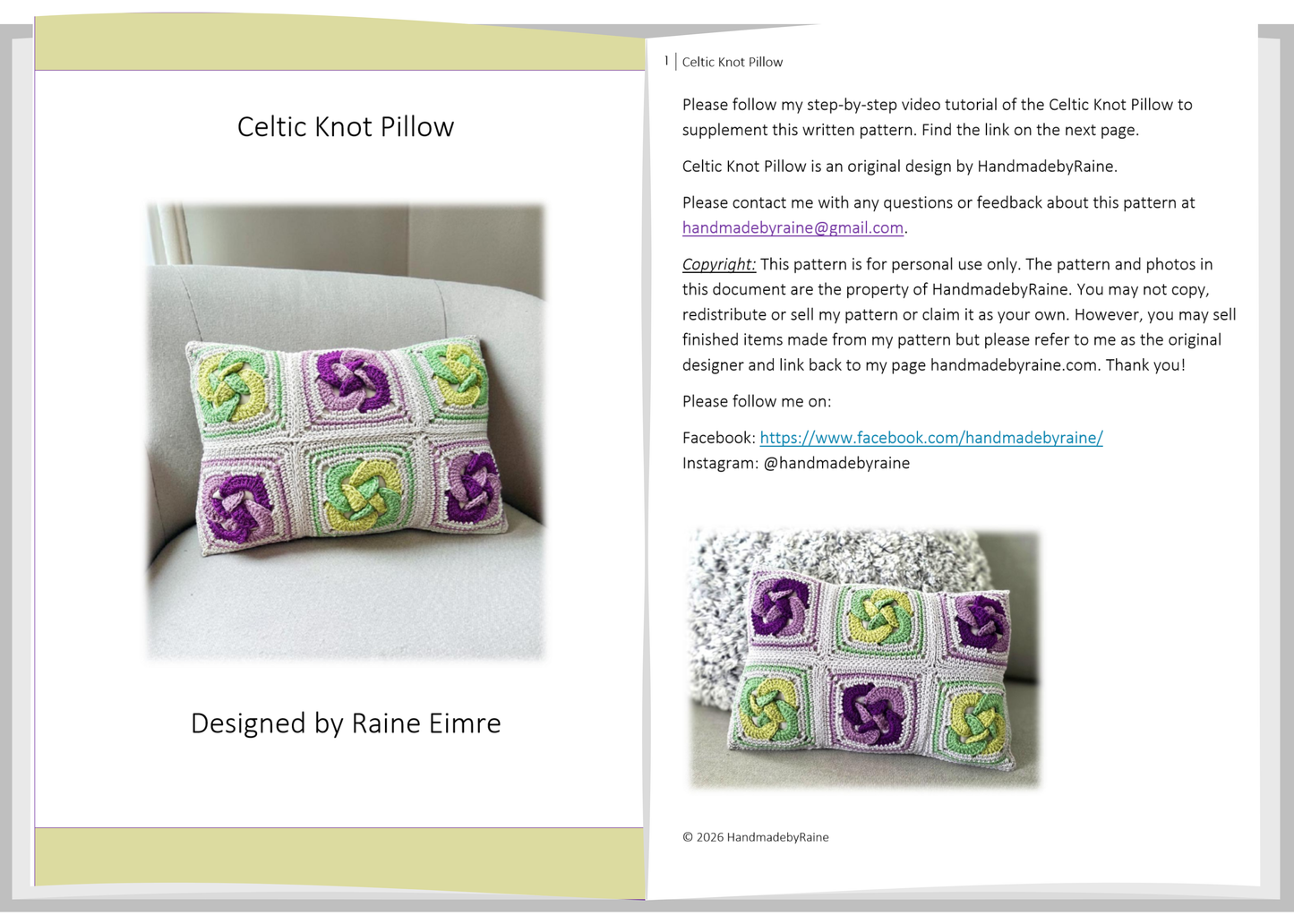 Celtic Knot Pillow PDF Crochet Pattern