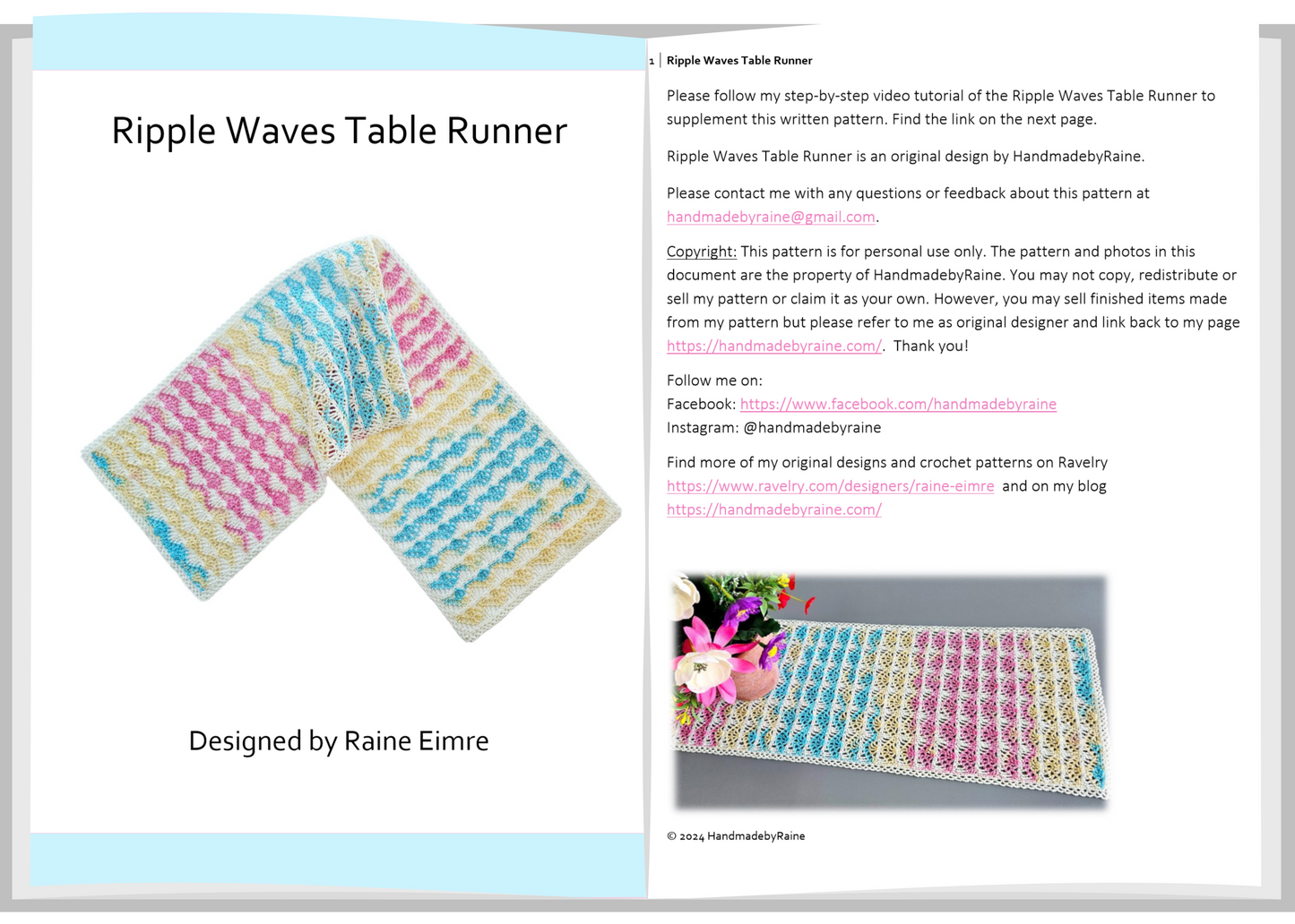 Ripple Waves Table Runner PDF Crochet Pattern