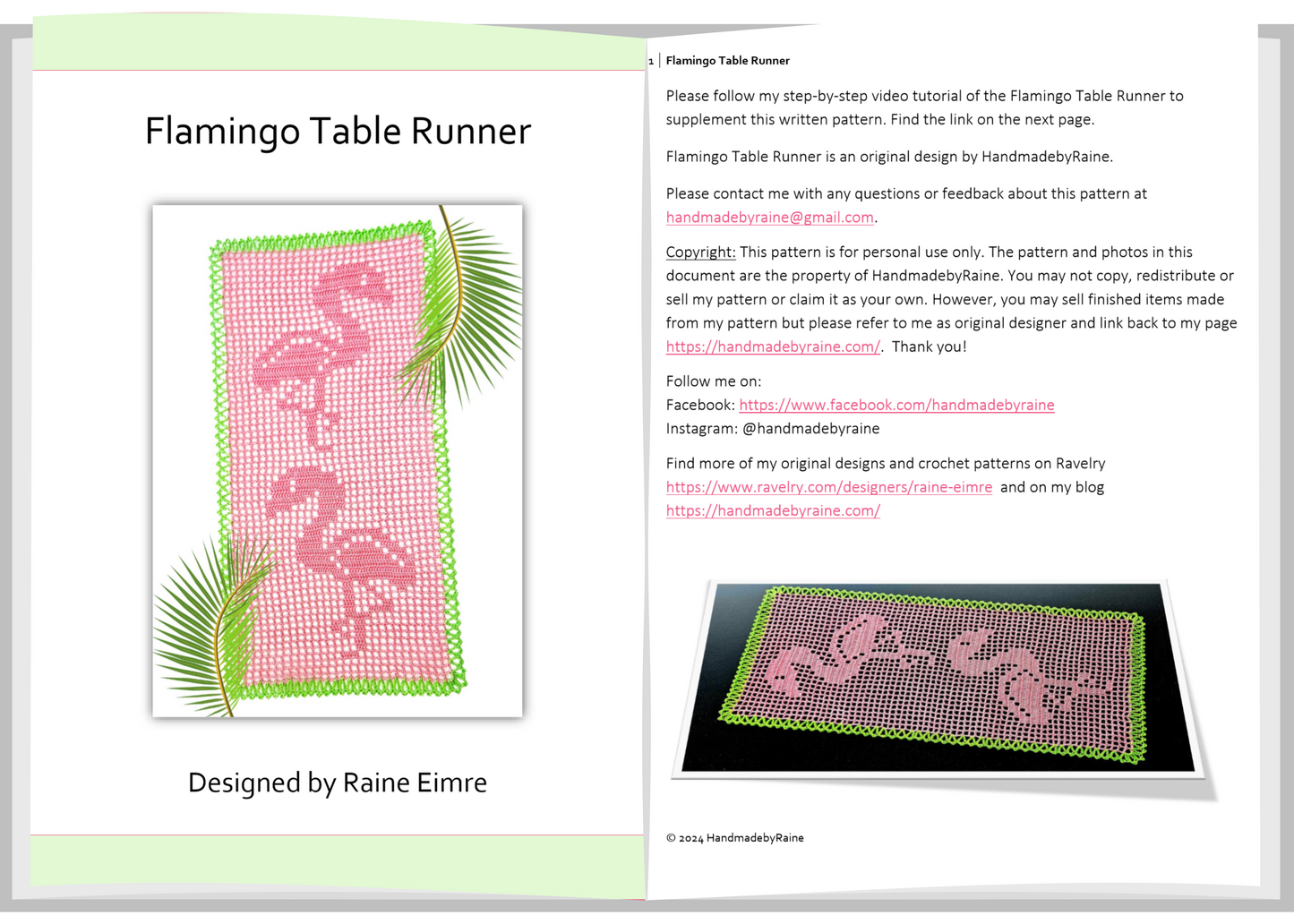 Flamingo Table Runner PDF Crochet Pattern