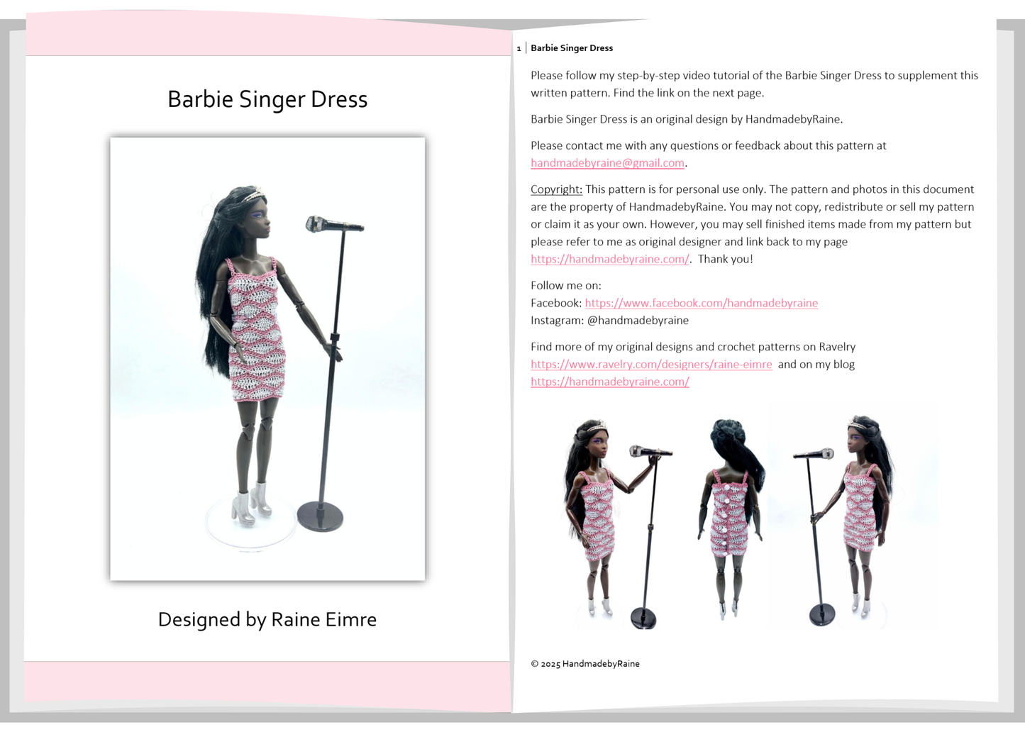 Barbie Singer Dress PDF Crochet Pattern