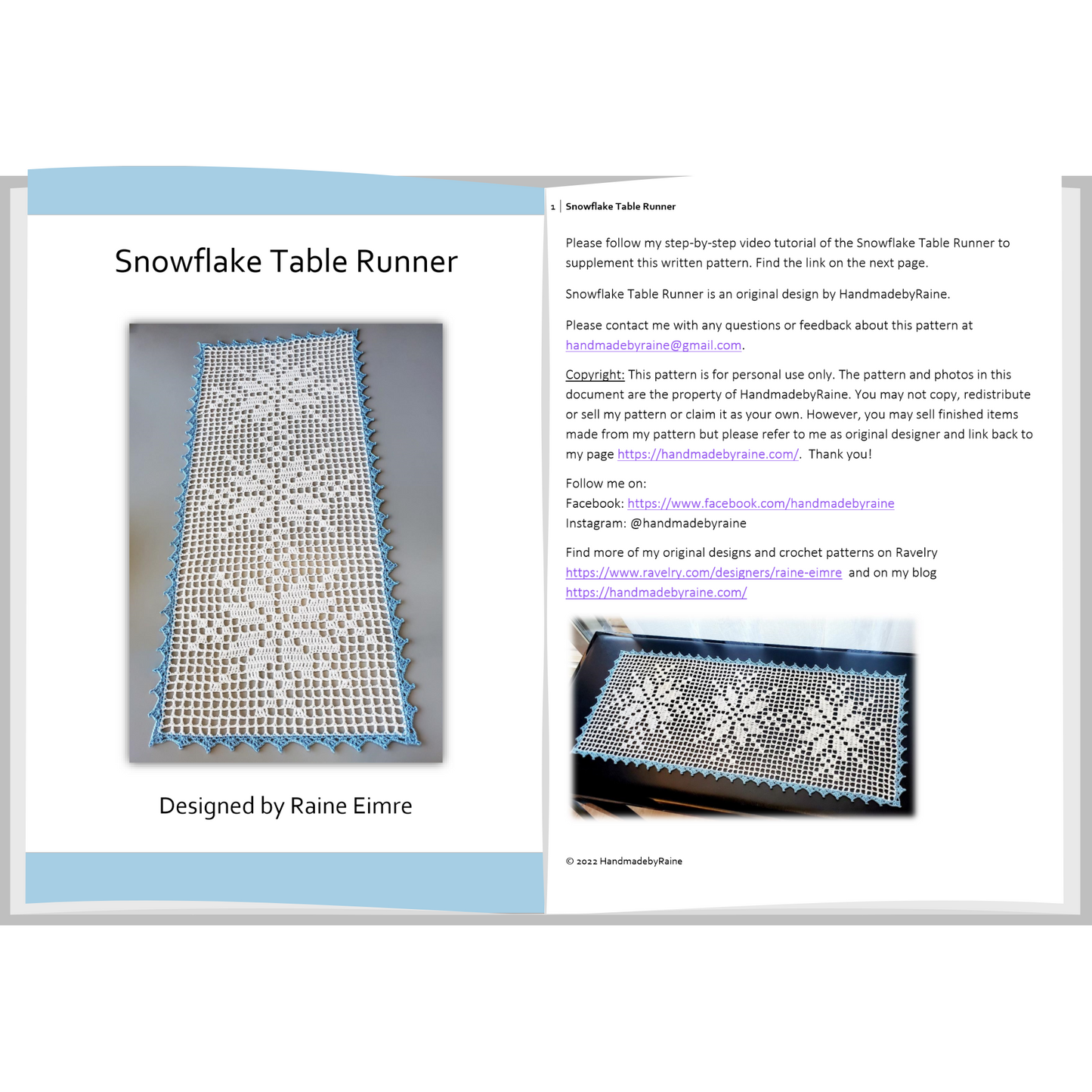 Snowflake Table Runner PDF Crochet Pattern