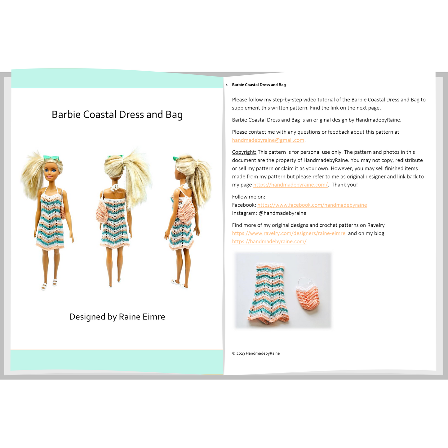 Barbie Coastal Dress and Bag PDF Crochet Pattern