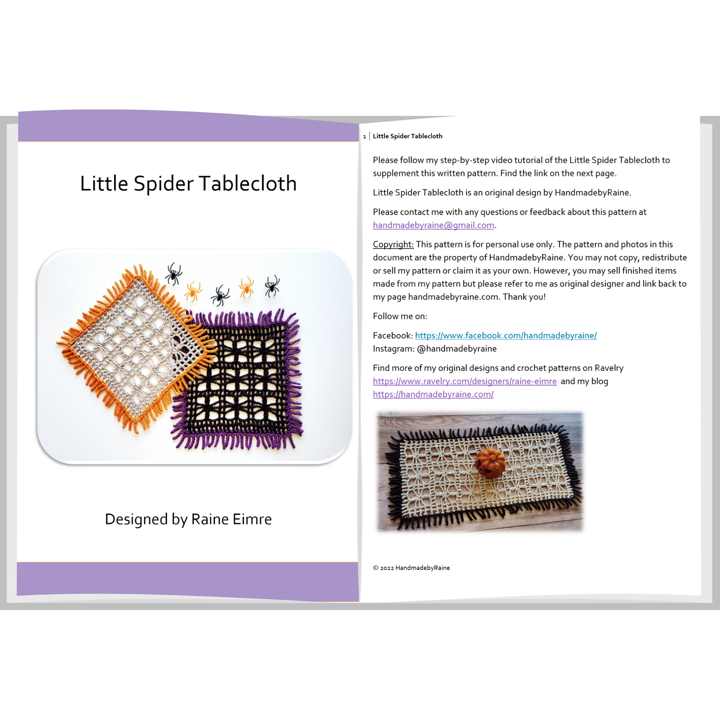 Little Spider Tablecloth PDF Crochet Pattern