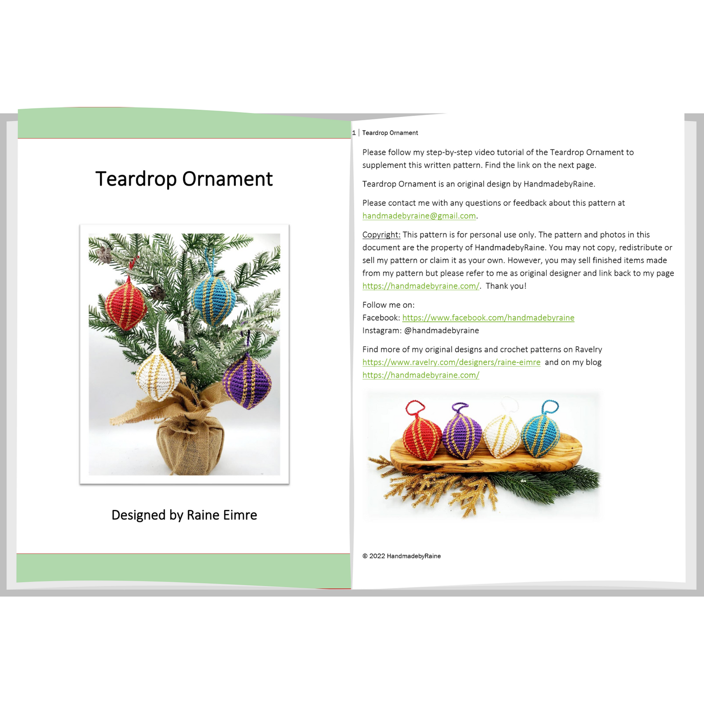 Teardrop Ornament PDF Crochet Pattern