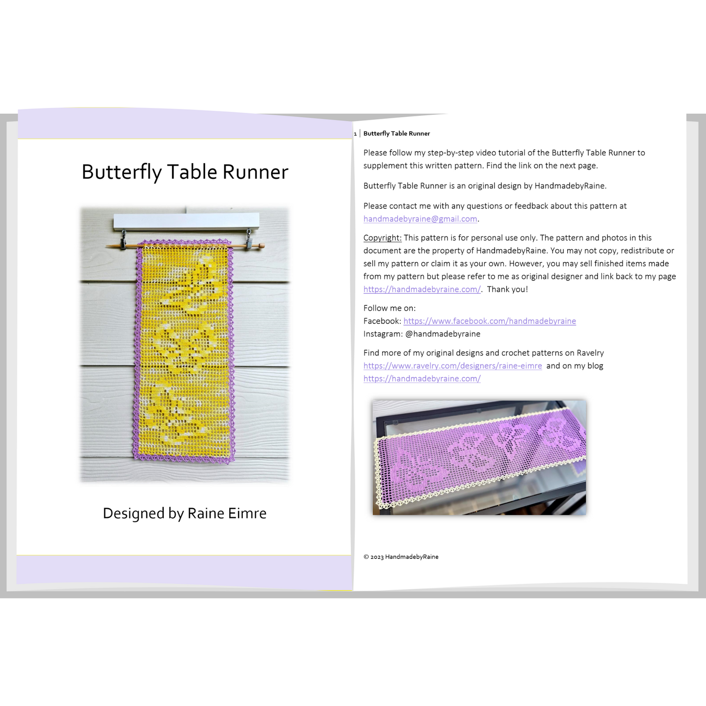 Butterfly Table Runner PDF Crochet Pattern