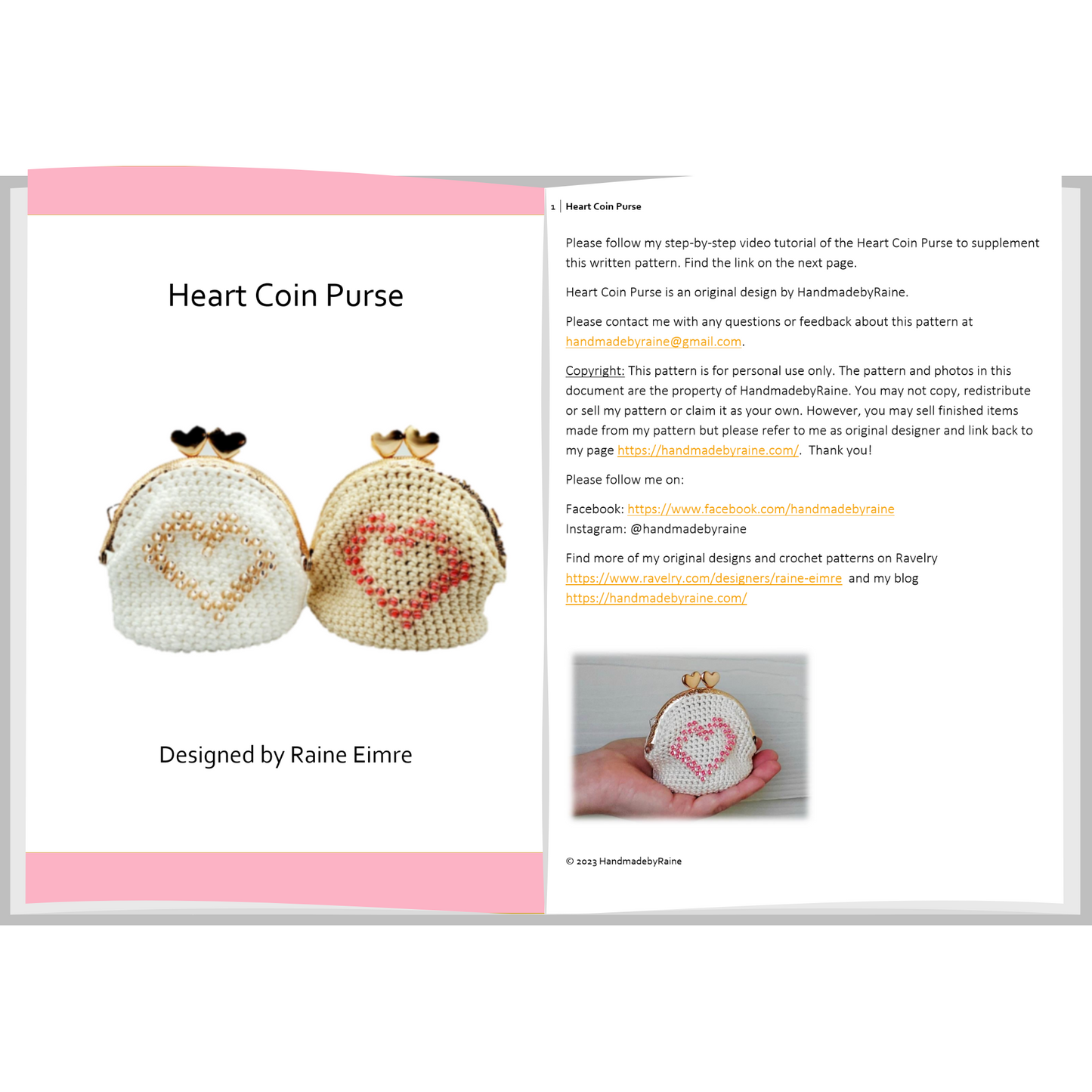 Heart Coin Purse PDF Crochet Pattern