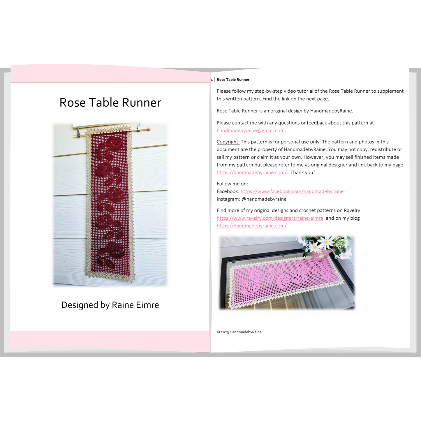 Rose Table Runner PDF Crochet Pattern