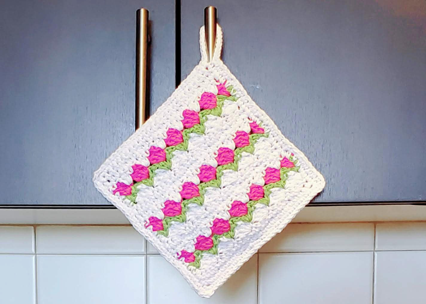 Tulip Stitch Dishcloth PDF Crochet Pattern