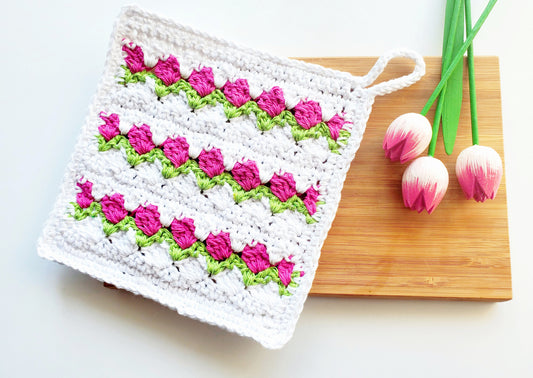 Tulip Stitch Dishcloth PDF Crochet Pattern