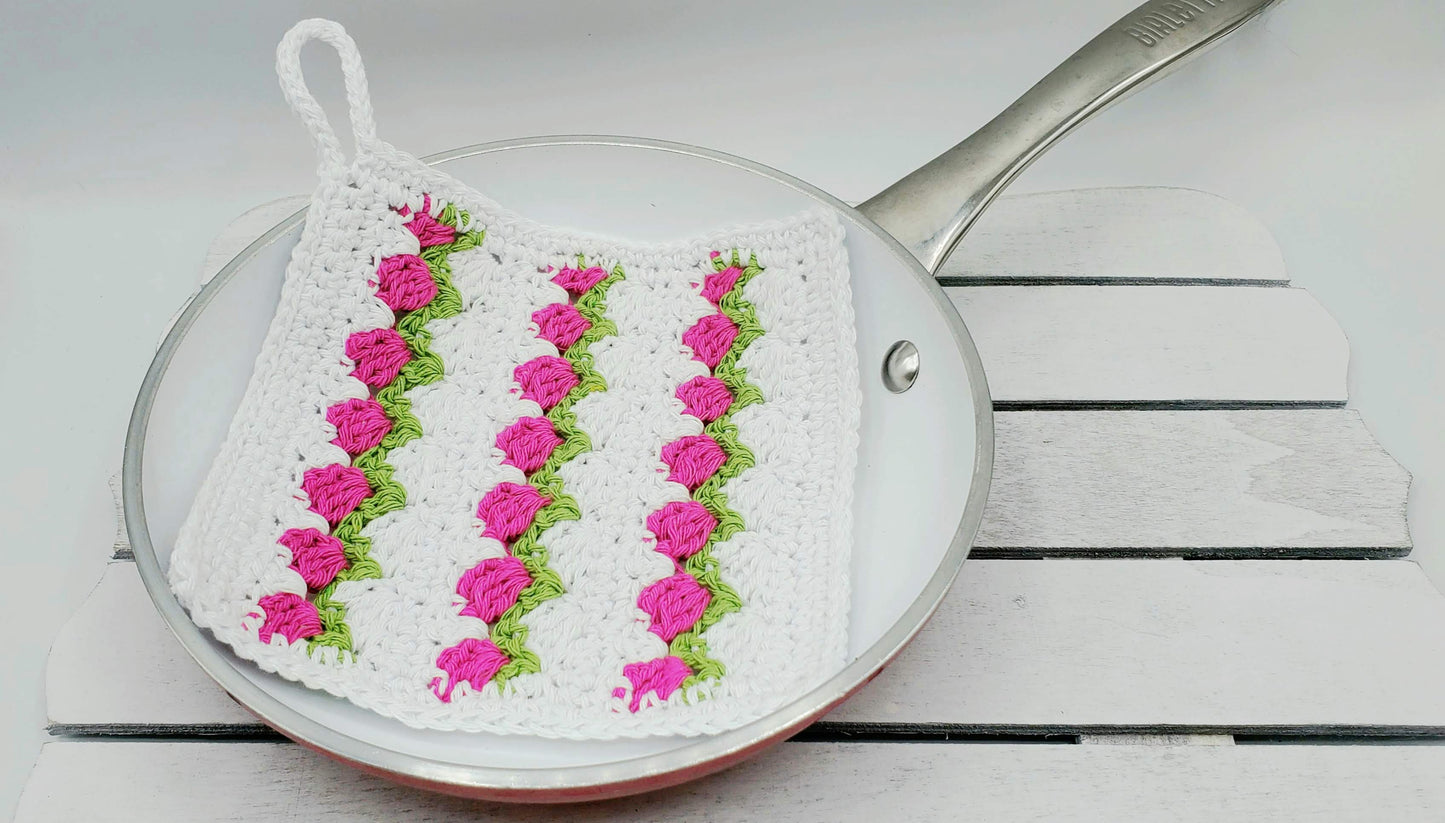 Tulip Stitch Dishcloth PDF Crochet Pattern