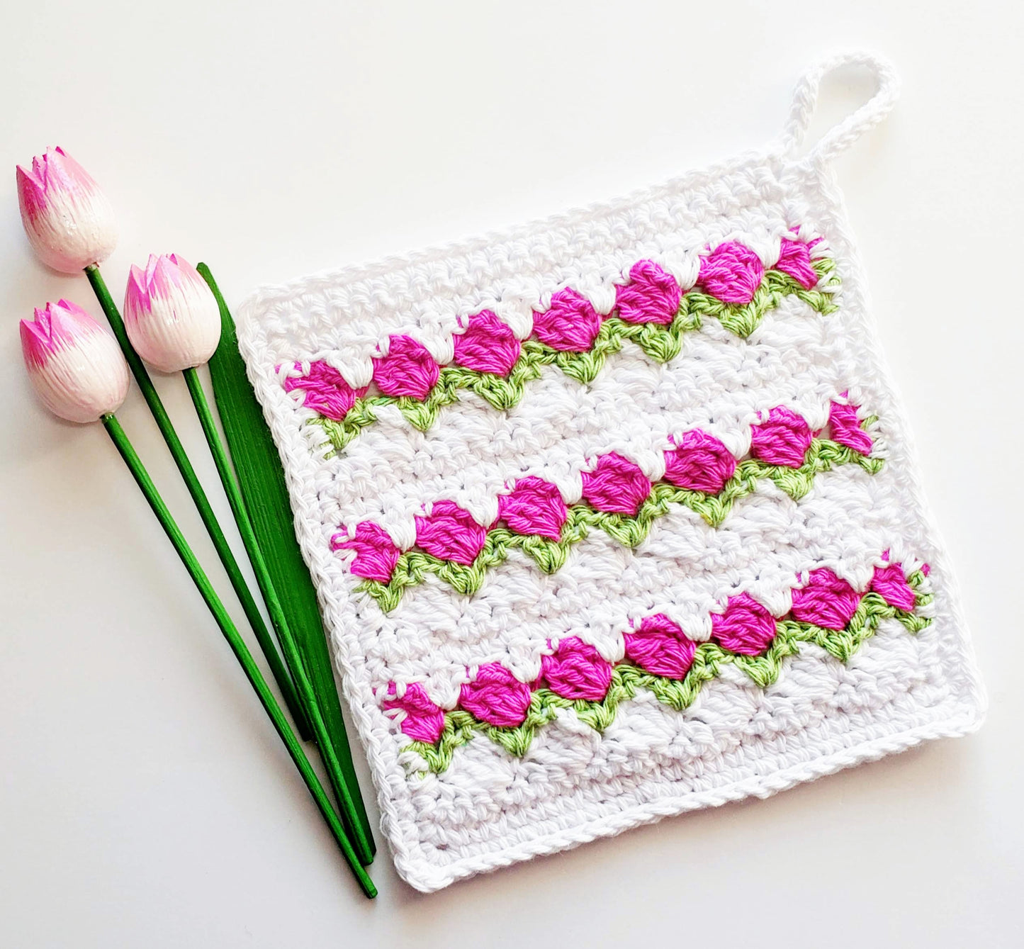 Tulip Stitch Dishcloth PDF Crochet Pattern