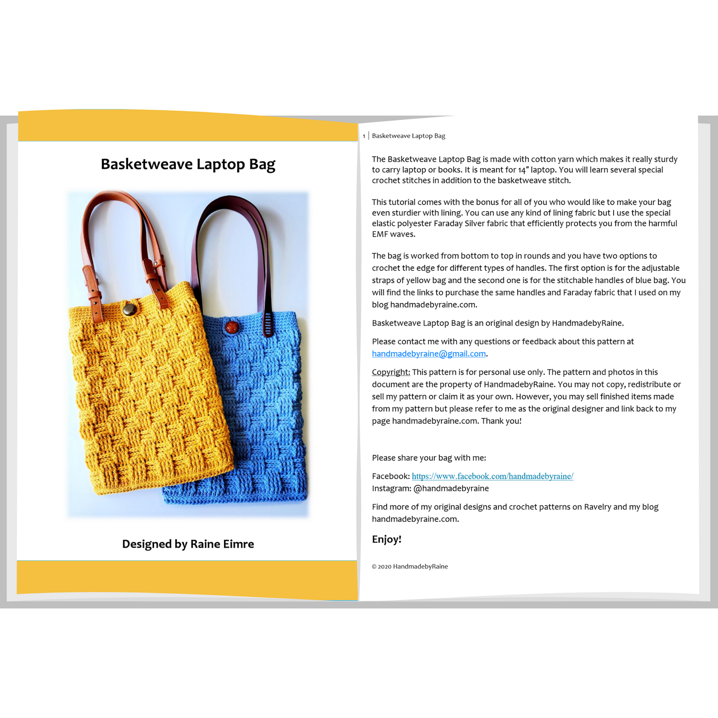Basketweave Laptop Bag PDF Crochet Pattern