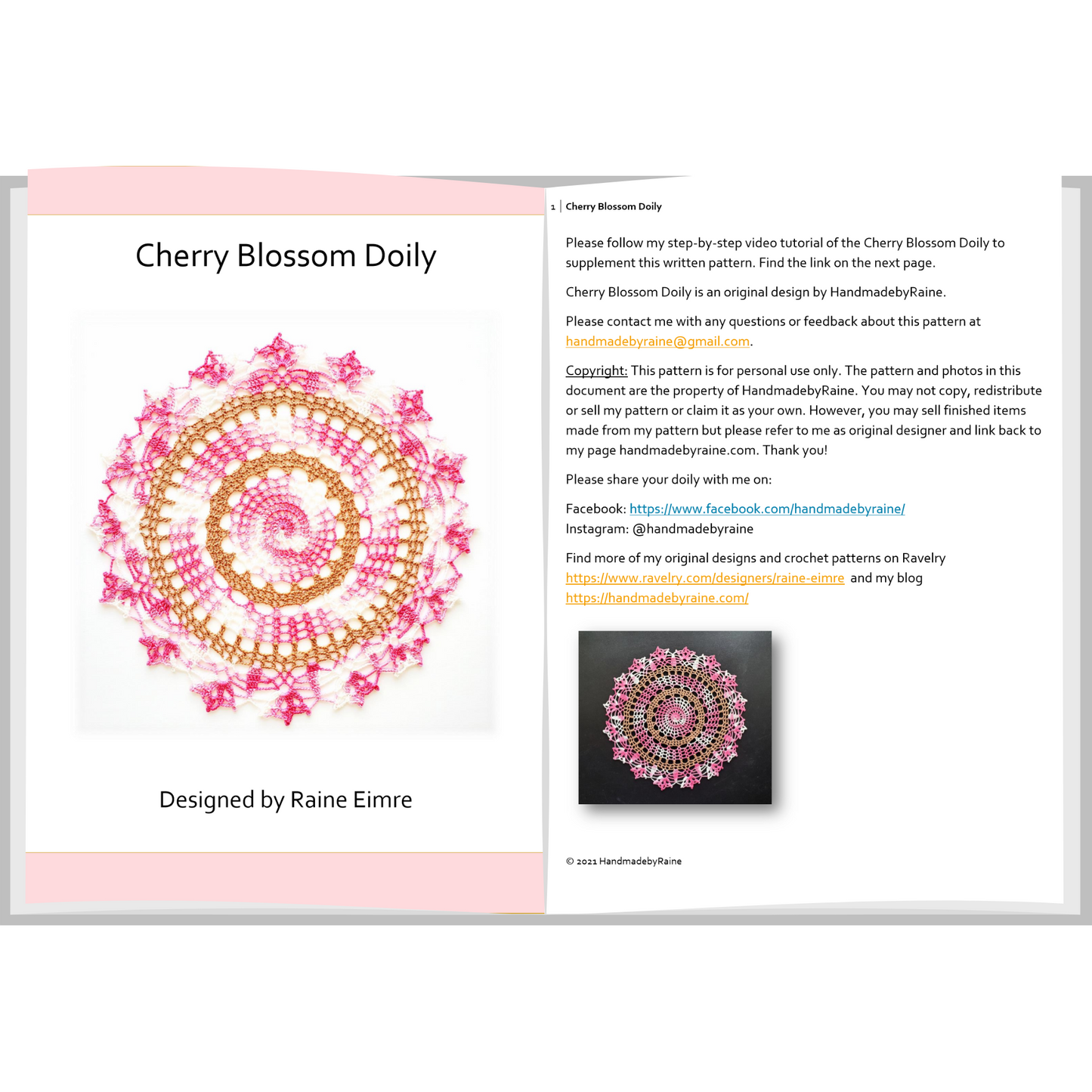 Cherry Blossom Doily PDF Crochet Pattern