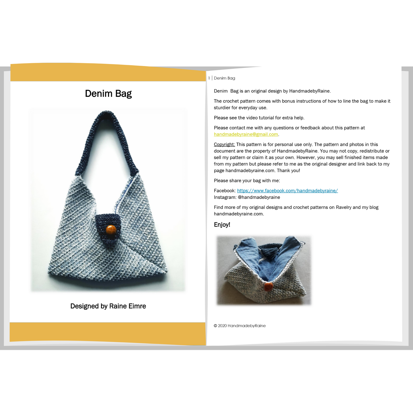 Denim Bag PDF Crochet Pattern