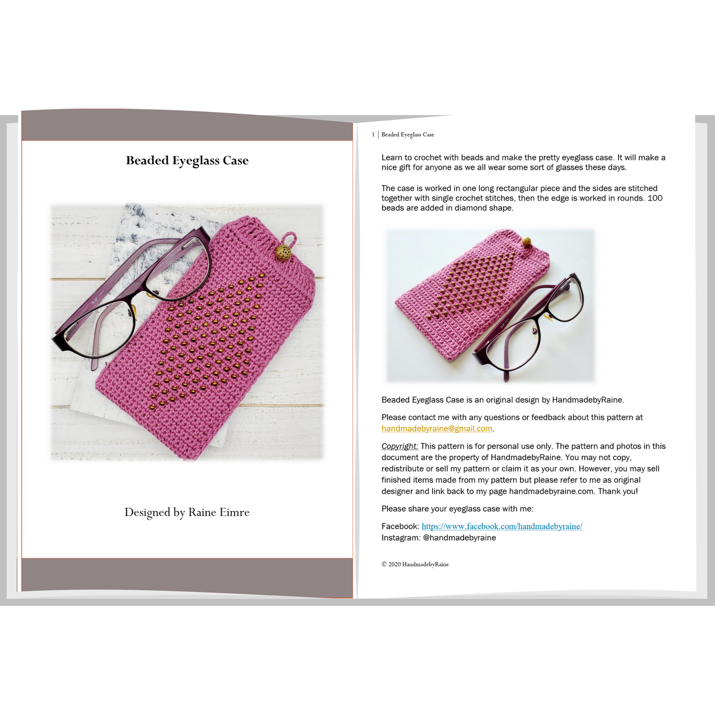 Beaded Eyeglass Case PDF Crochet Pattern