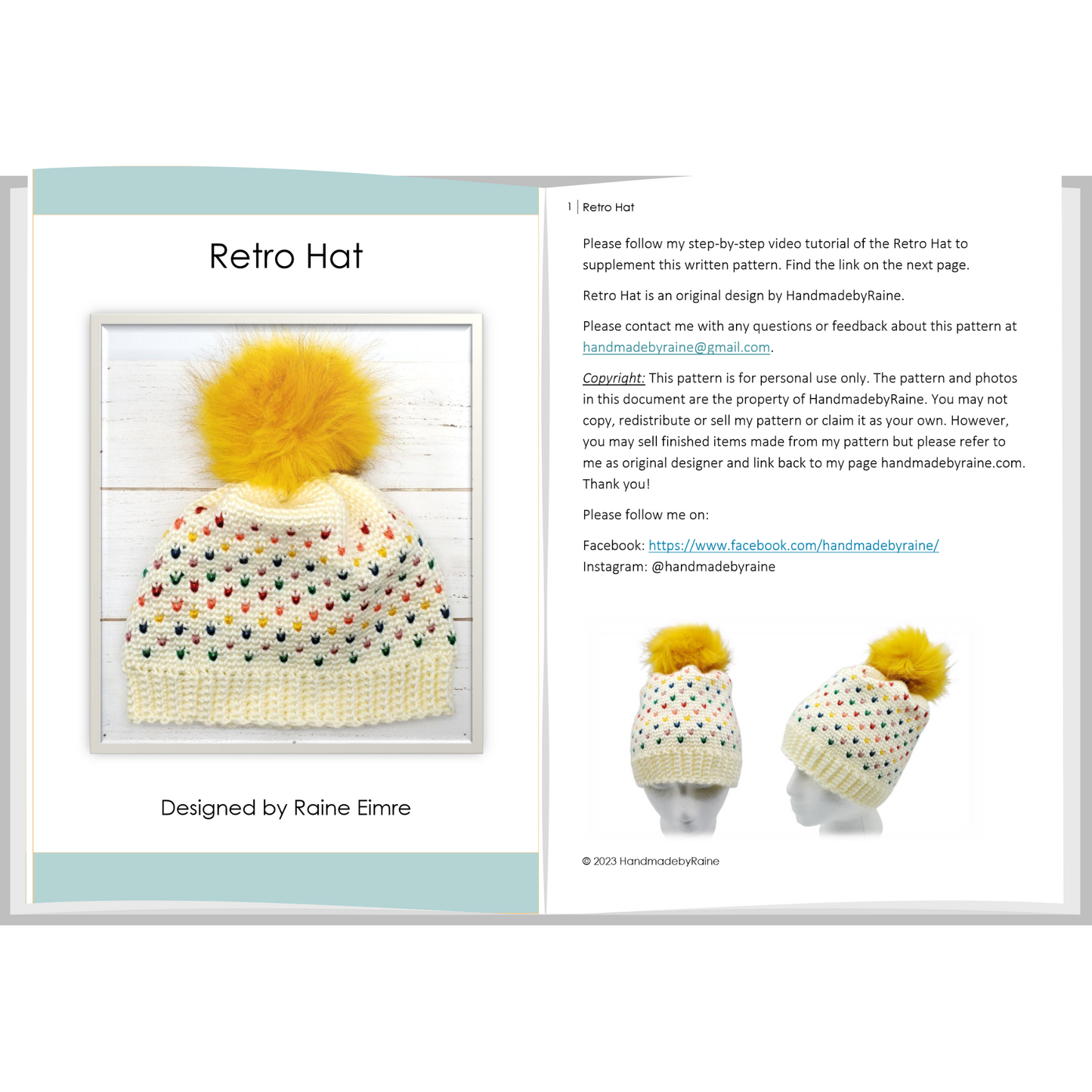 Retro Hat PDF Crochet Pattern