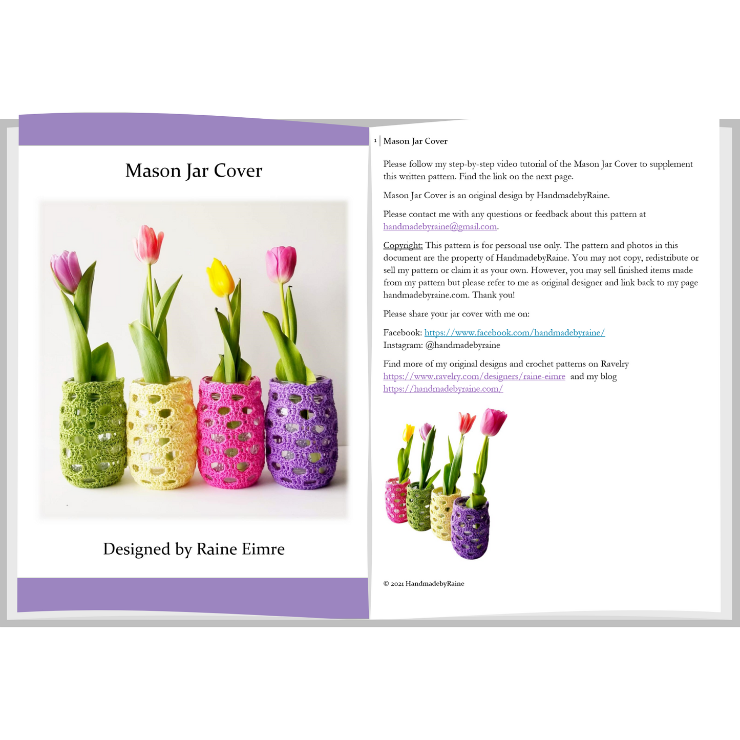 Mason Jar Cover PDF Crochet Pattern