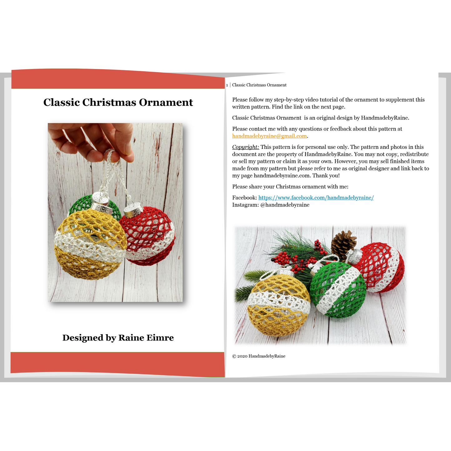 Classic Christmas Ornament PDF Crochet Pattern